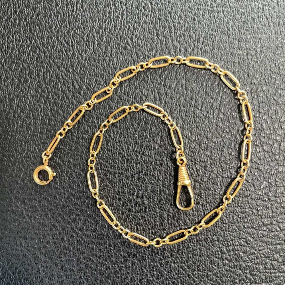 12k Gold Filled Oval Link Pocket Watch Chain Link Style Length 13" VINTAGE
